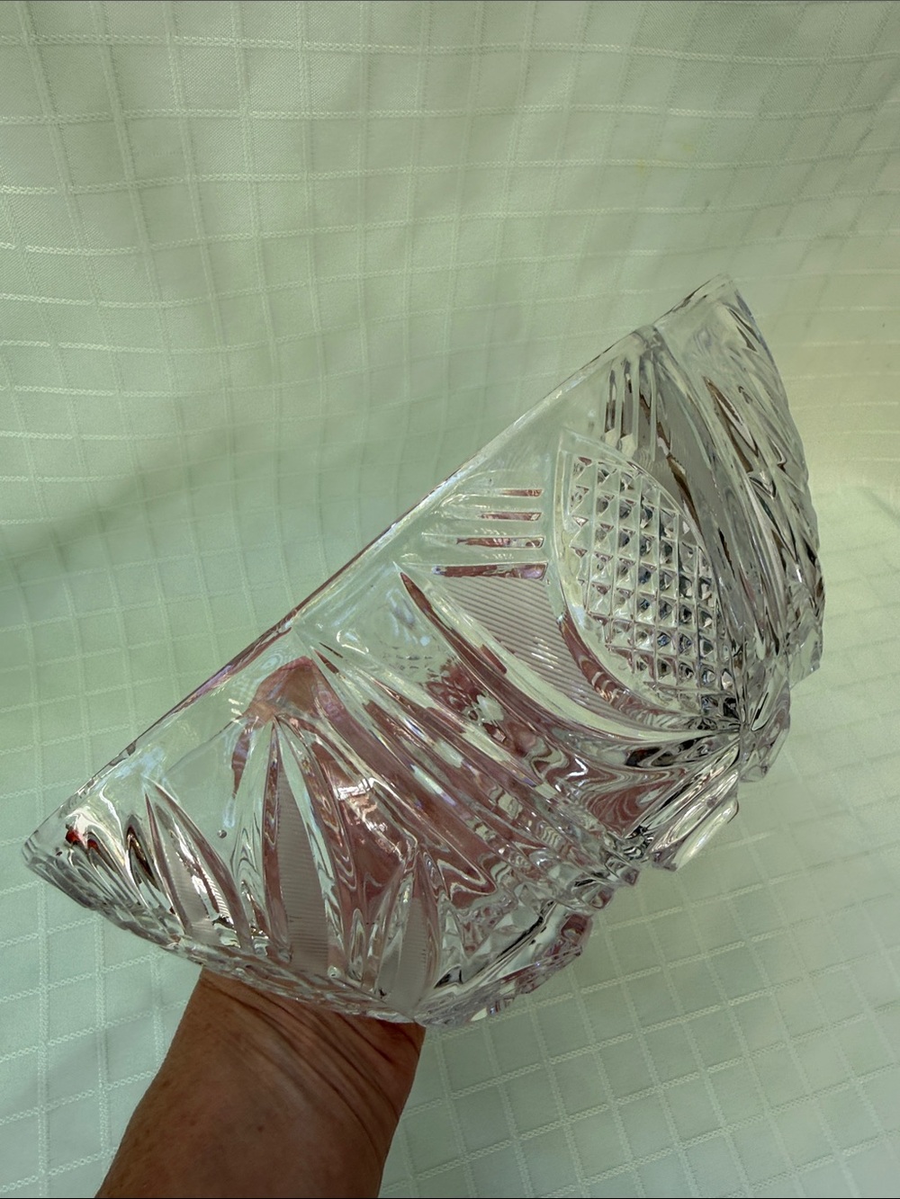 Vintage Cut Crystal Glass Serving Bowl - Clear